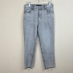 Aeropostale Womens Size 10 Mom Jeans Light Gray Raw Hem Reg 5 pocket RN154379